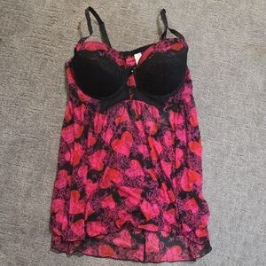 Black and Pink Lace Lingerie Set